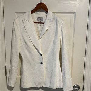 Alberto Makali Textured White Blazer
